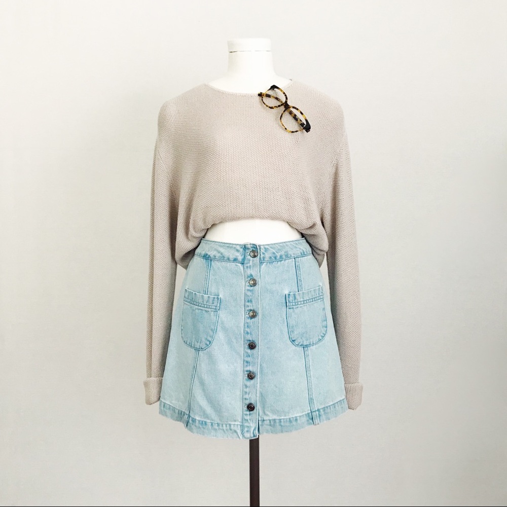 Vintage Cotton-Blend Crewneck Sweater in Ecru | Size L